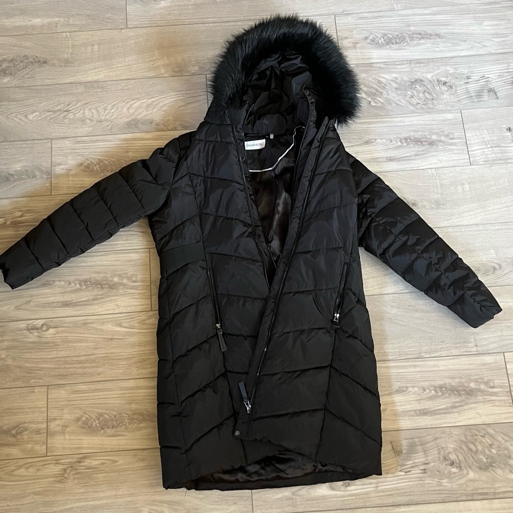 Women’s Calvin Klein black knee length winter coat size XL